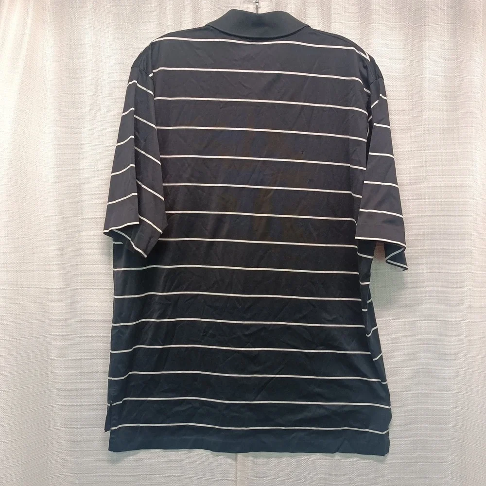 Polo Golf Ralph Lauren Mens Black White Striped Cotton Polo Shirt Medium RL Logo